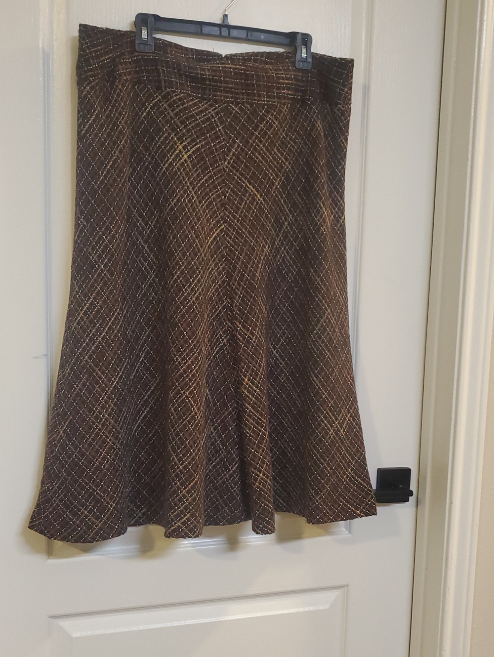 Jones Wear Brown Plaid A-Line Skirt